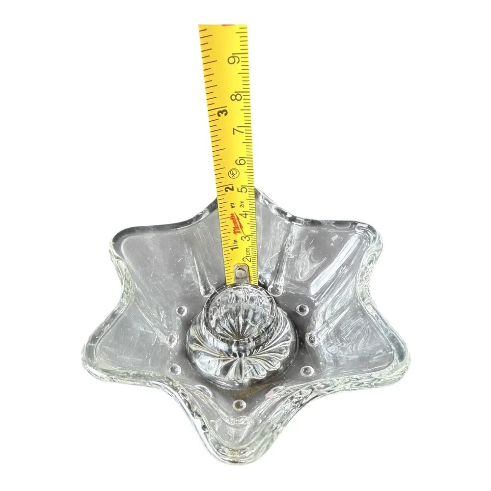 Vintage Star Glass Candle Holder Set Clear Scalloped Taper Holders 2pc Celestial